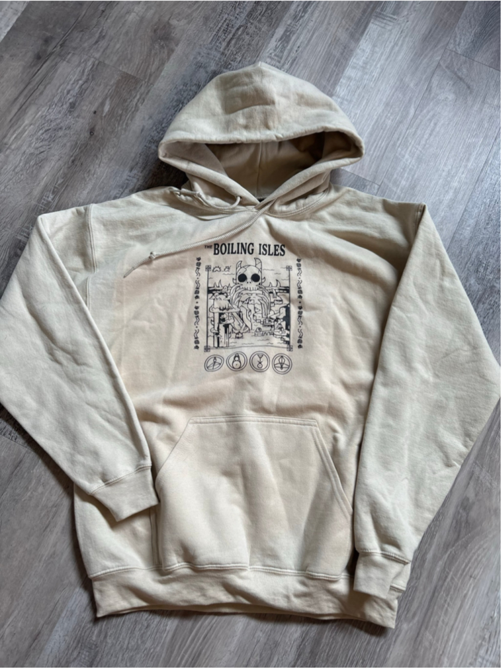 The Owl House "The Boiling Isles" Hoodie Tan/Beige Gildan Heavy Blend Size Med